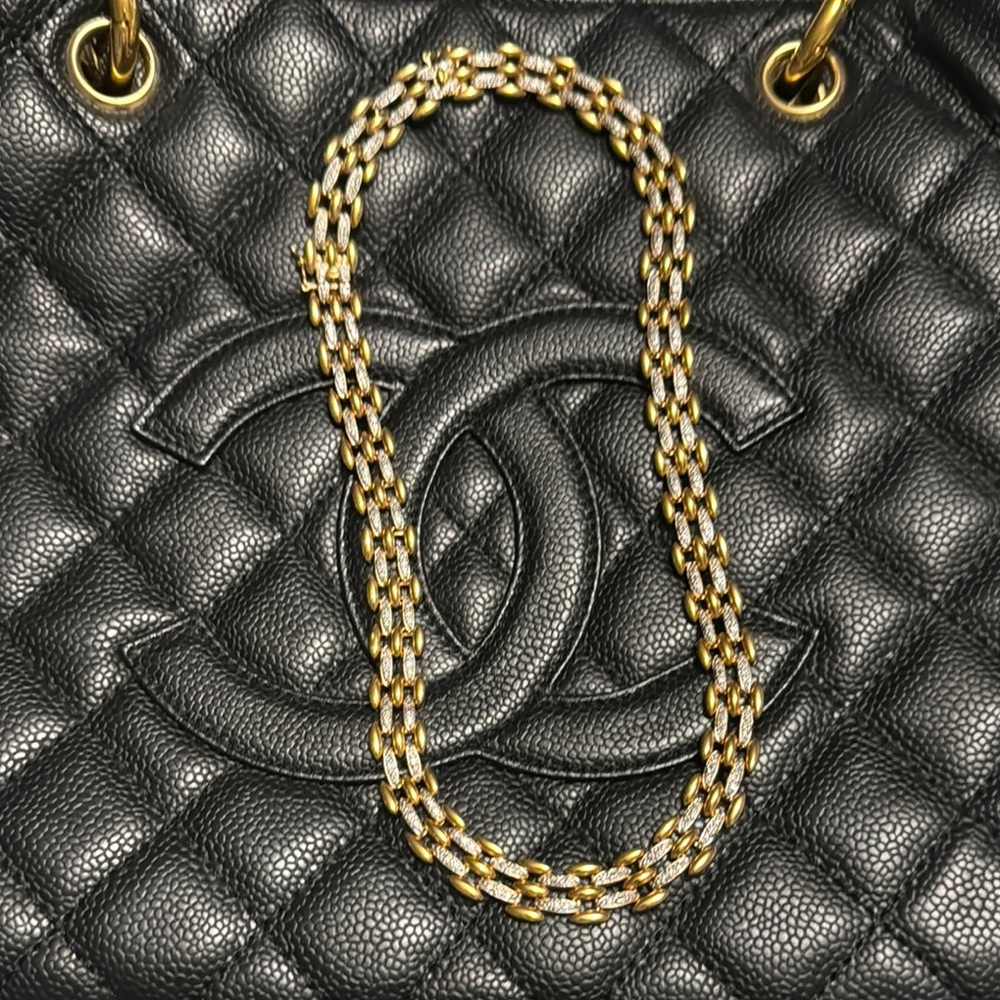 18k gold vermeil vintage with diamonds over silver necklace
